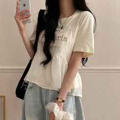 半袖Tシャツ 【SET】【SET+シュシュ】シースルービスチェ+半袖Tシャツ YELLOW