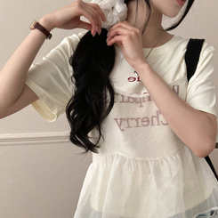 半袖Tシャツ 【SET】【SET+シュシュ】シースルービスチェ+半袖Tシャツ YELLOW
