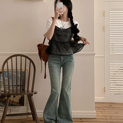 半袖Tシャツ 【SET】【SET+シュシュ】シースルービスチェ+半袖Tシャツ BLACK