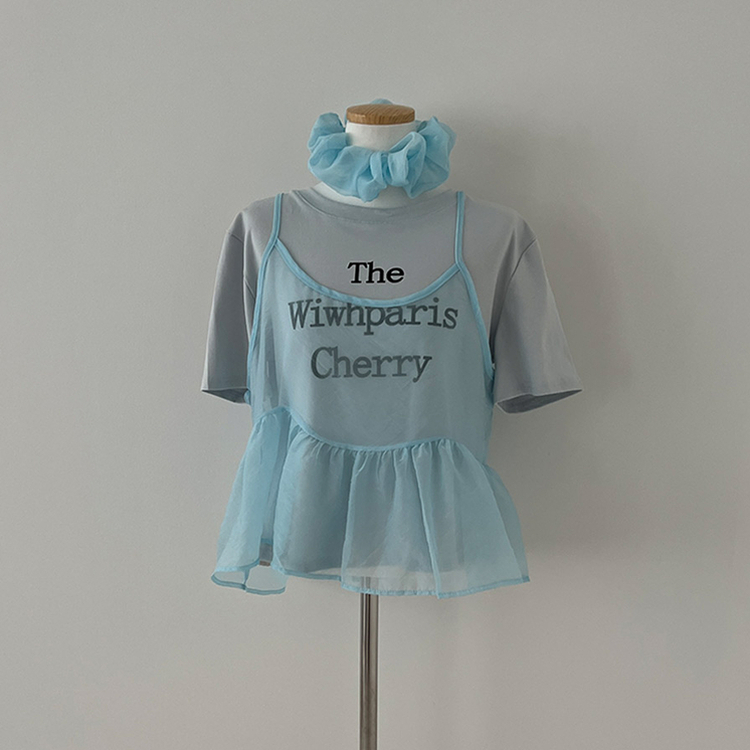 【SET】【SET+シュシュ】シースルービスチェ+半袖Tシャツ