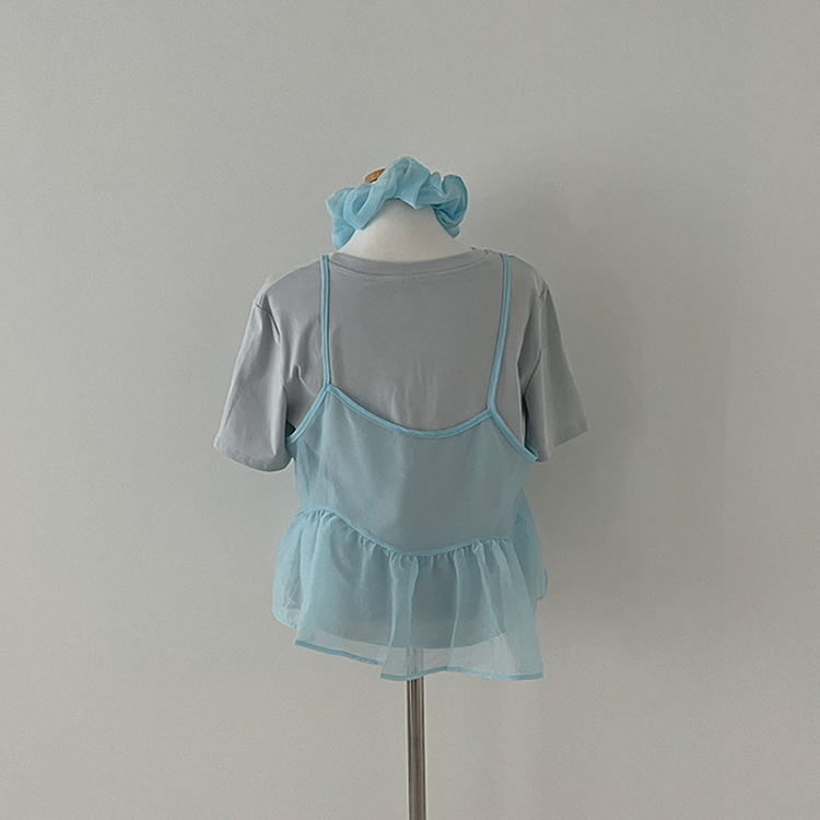 【SET】【SET+シュシュ】シースルービスチェ+半袖Tシャツ