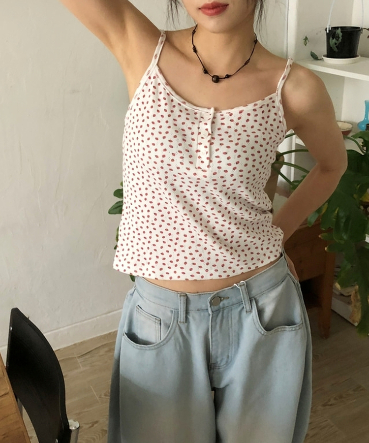 イチゴボタンキャミソール｜ノースリーブ｜韓国ファッション通販 SONA