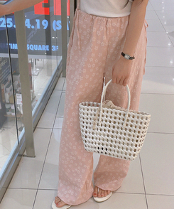 コットンパンツ エンボフラワーパンツ PINK
