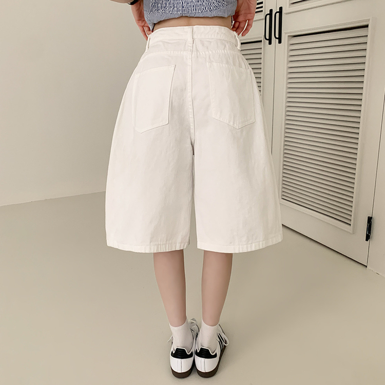 サイドピンタックコットンバミューダパンツ｜ショートパンツ