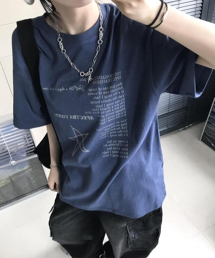 レタリング半袖Tシャツ NAVY