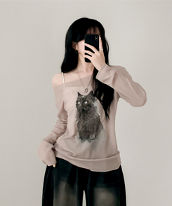 長袖Tシャツ ブラリーキャット長袖Tシャツ(5color) BEIGE