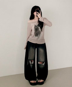 長袖Tシャツ ブラリーキャット長袖Tシャツ(5color) BEIGE