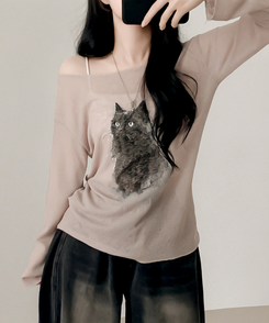 長袖Tシャツ ブラリーキャット長袖Tシャツ(5color) BEIGE