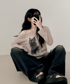 長袖Tシャツ ブラリーキャット長袖Tシャツ(5color) BEIGE