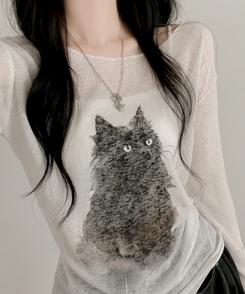 長袖Tシャツ ブラリーキャット長袖Tシャツ(5color) IVORY