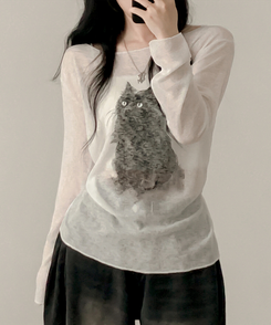 長袖Tシャツ ブラリーキャット長袖Tシャツ(5color) IVORY