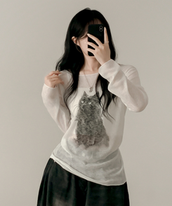 長袖Tシャツ ブラリーキャット長袖Tシャツ(5color) IVORY