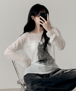 長袖Tシャツ ブラリーキャット長袖Tシャツ(5color) IVORY