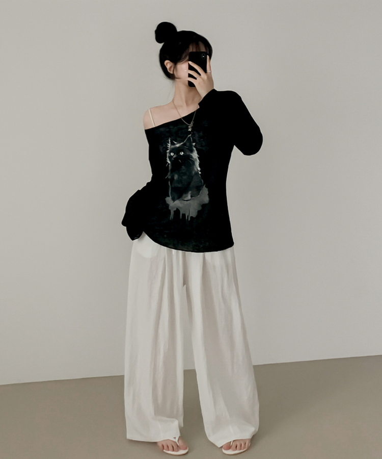 ブラリーキャット長袖Tシャツ(5color) BLACK
