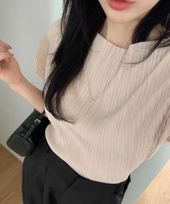 ブラウス プリーツキャップスリーブブラウス BEIGE
