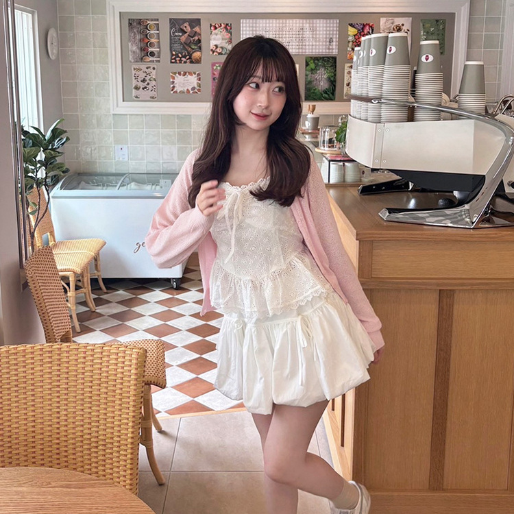 ブローチ付きサマーカーディガン PINK