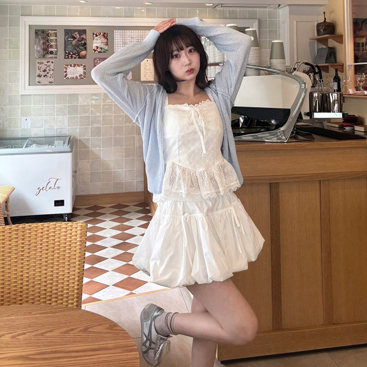 ブローチ付きサマーカーディガン SKY BLUE