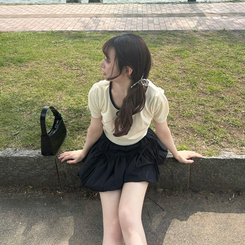 ニット リボン半袖ニット IVORY