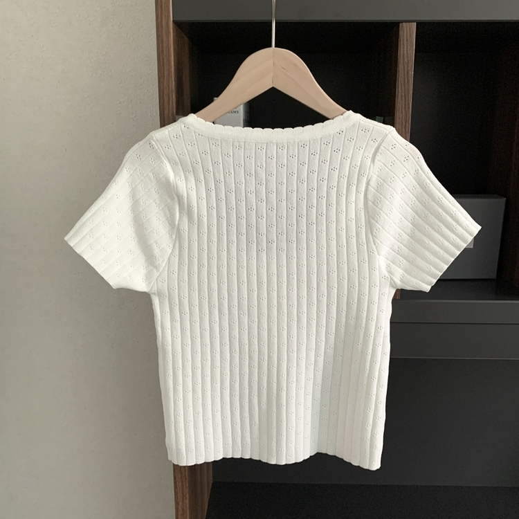 パンチングニット半袖カーディガン