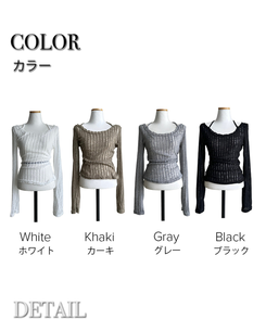 ニット シースルーバックリボンニット