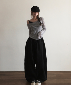 ニット シースルーバックリボンニット GREY