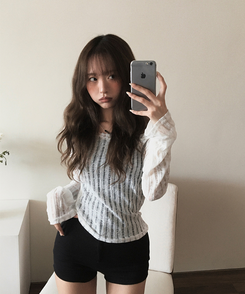 ニット シースルーバックリボンニット WHITE