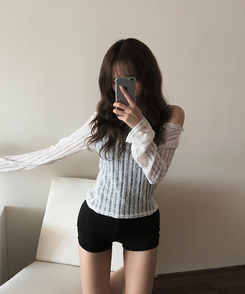 ニット シースルーバックリボンニット WHITE