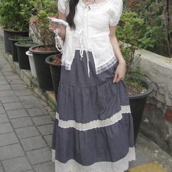 リボンレース半袖ブラウス WHITE