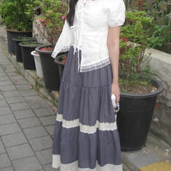 リボンレース半袖ブラウス WHITE