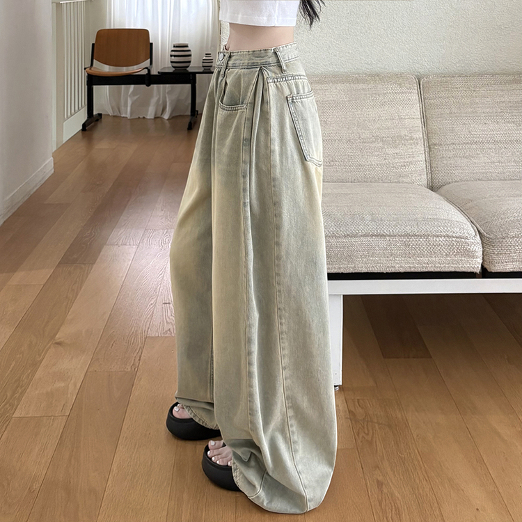 쿨링 찐와이드 옆핀턱 빈티지 워싱 와이드 벌룬 여름청바지 키작녀 키큰녀 빅사이즈 하체커버 빈티지연청