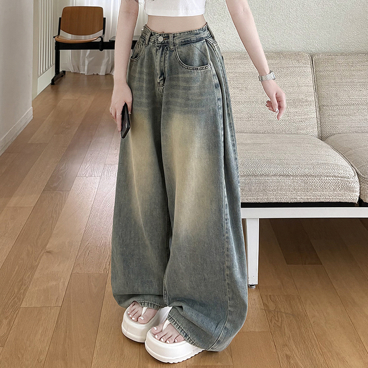 쿨링 찐와이드 옆핀턱 빈티지 워싱 와이드 벌룬 여름청바지 키작녀 키큰녀 빅사이즈 하체커버 중청