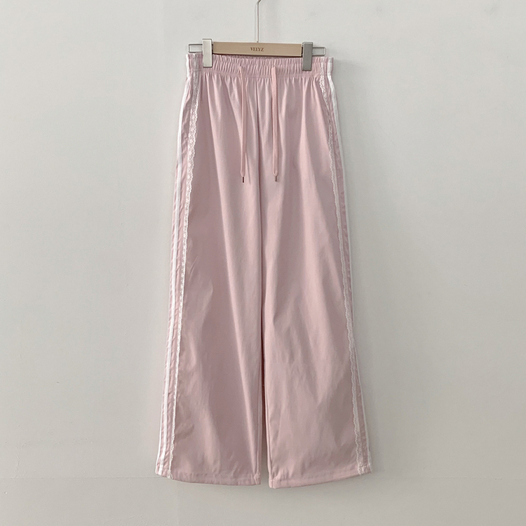 여름재질 나일론 레이스 두줄 네줄 라인 밴딩 스트링 트랙 롱팬츠 스포티스파이스