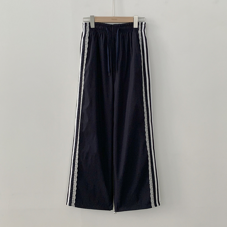 여름재질 나일론 레이스 두줄 네줄 라인 밴딩 스트링 트랙 롱팬츠 스포티스파이스