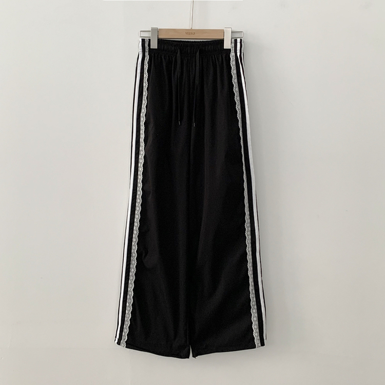여름재질 나일론 레이스 두줄 네줄 라인 밴딩 스트링 트랙 롱팬츠 스포티스파이스