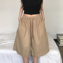 ショートパンツ コットンバミューダオーバーパンツ BEIGE
