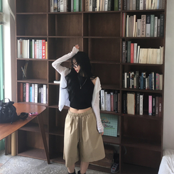 ショートパンツ コットンバミューダオーバーパンツ BEIGE