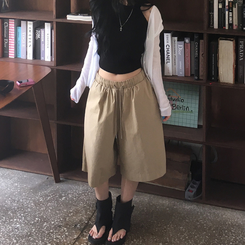 ショートパンツ コットンバミューダオーバーパンツ BEIGE