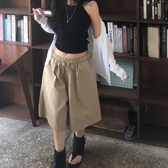 ショートパンツ コットンバミューダオーバーパンツ BEIGE