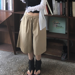 ショートパンツ コットンバミューダオーバーパンツ BEIGE
