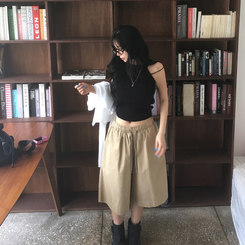 ショートパンツ コットンバミューダオーバーパンツ BEIGE