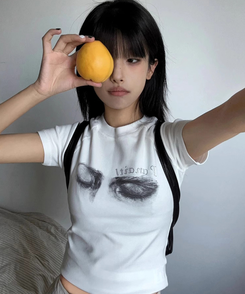 半袖Tシャツ レタリングクロップTシャツ WHITE