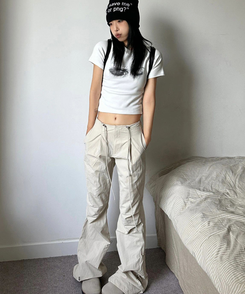 半袖Tシャツ レタリングクロップTシャツ WHITE