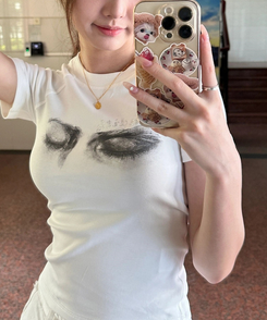 半袖Tシャツ レタリングクロップTシャツ WHITE