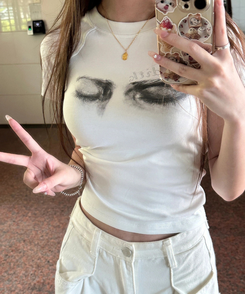 半袖Tシャツ レタリングクロップTシャツ WHITE