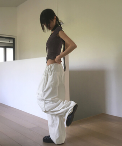 半袖Tシャツ 【マフラー付き】レースボタン半袖Tシャツ BLACK