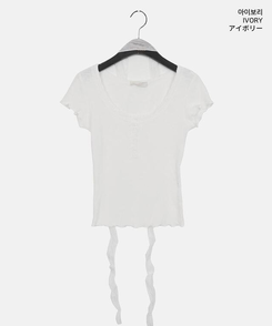 半袖Tシャツ 【マフラー付き】レースボタン半袖Tシャツ