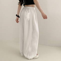 コットンパンツ 【丈別】スリットサマーワイドトレーニングパンツ WHITE