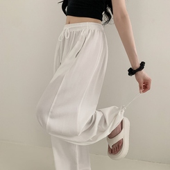 コットンパンツ 【丈別】スリットサマーワイドトレーニングパンツ WHITE