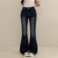 デニム 【丈別】クールウォッシングスパンブーツカットデニムパンツ MID DENIM