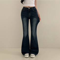 デニム 【丈別】クールウォッシングスパンブーツカットデニムパンツ MID DENIM
